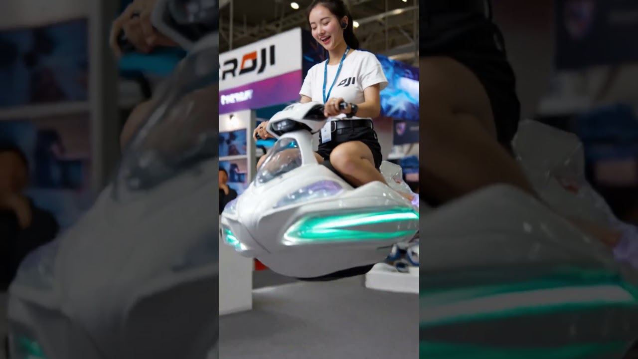 2026 DJI's newly developed flying cycling manned drone is being tested at the exhibition.