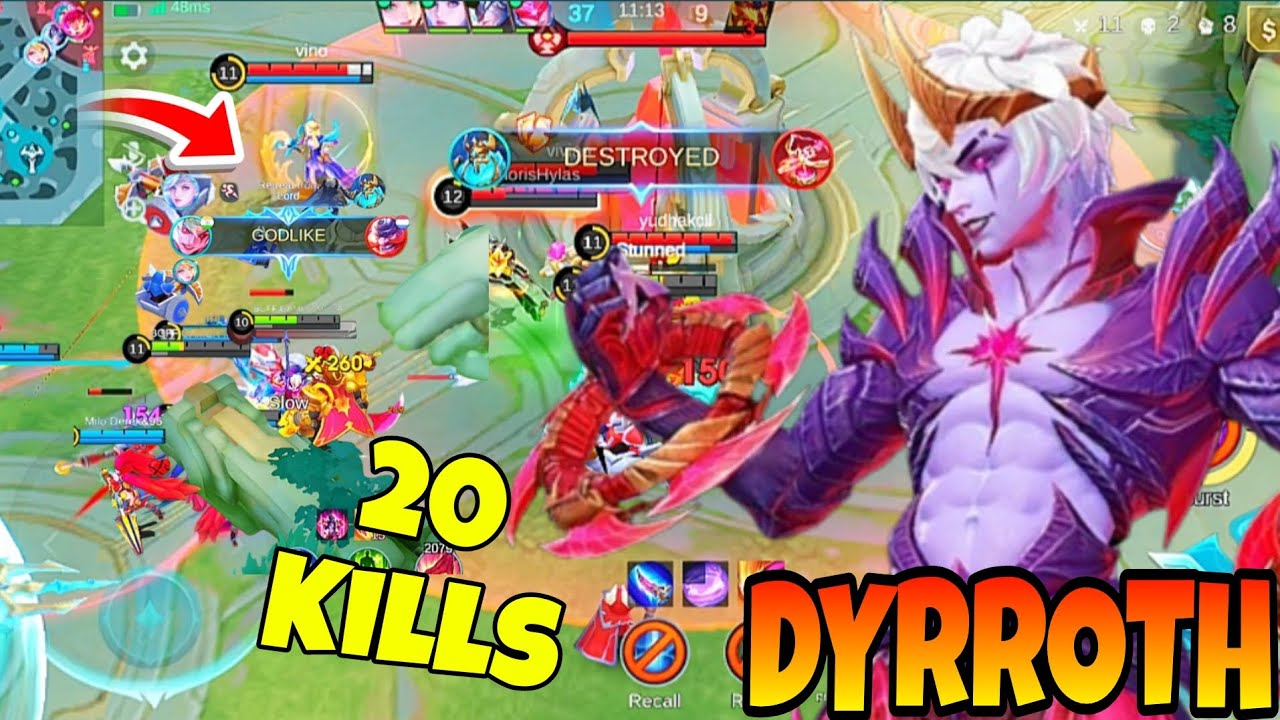 SKIN~ DYRROTH 🔥20 Kills!! Nonstop Gaming 💪 Build Top 1 MLBB | Mobile Legends 5v5 
