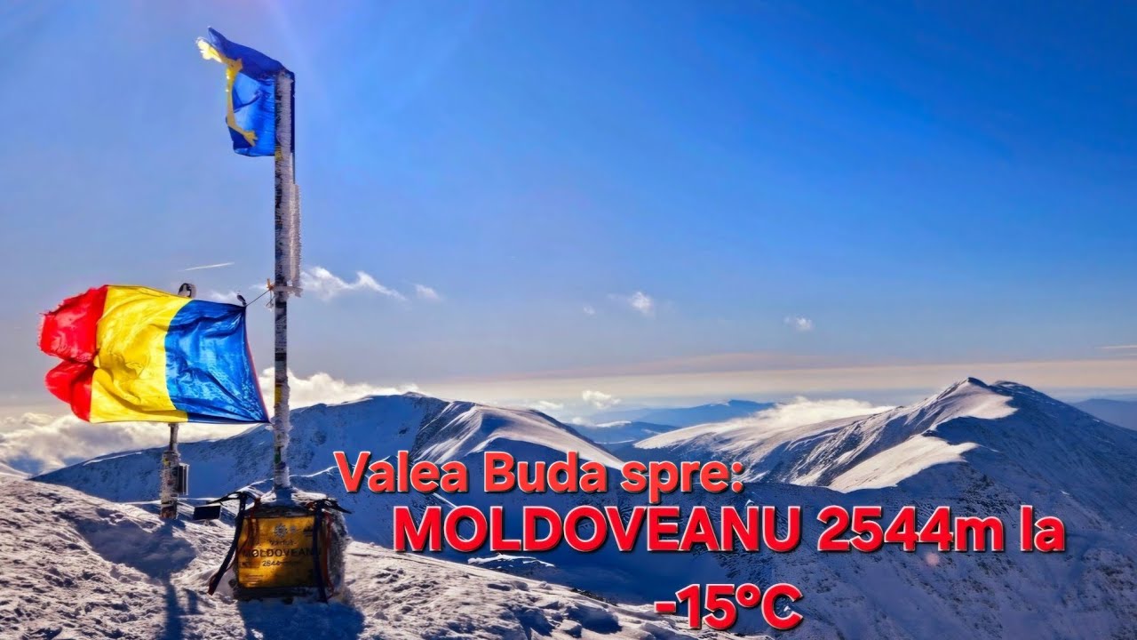 Vârful Moldoveanu iarna prin Valea Buda