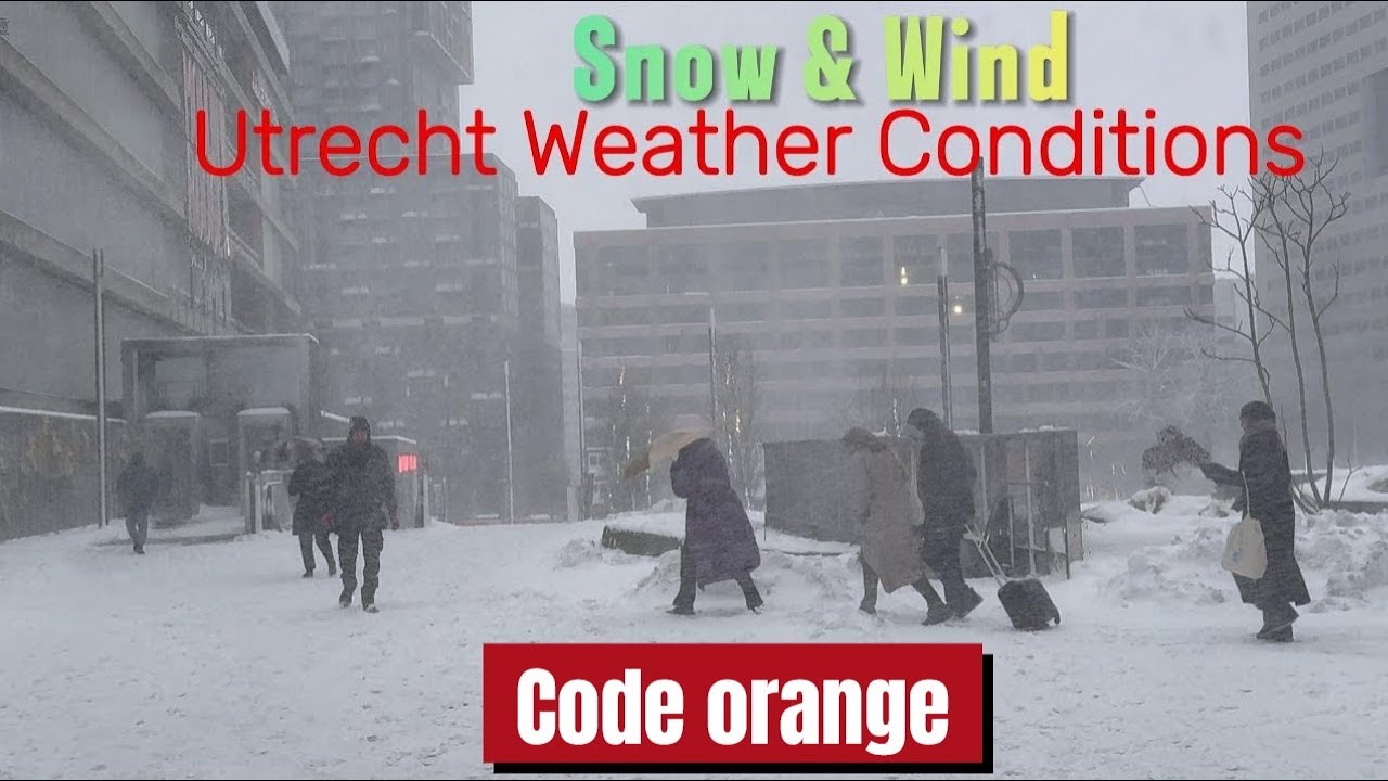 Utrecht Netherlands Hit by Heavy Snowfall: Winter Wonderland Walk Tour 4K