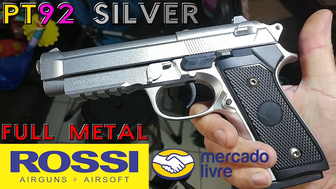 UNBOXING Pistola Beretta Pt92 Silver Full Metal Novidade Airsoft Vigor rossi Cinza MERCADO LIVRE