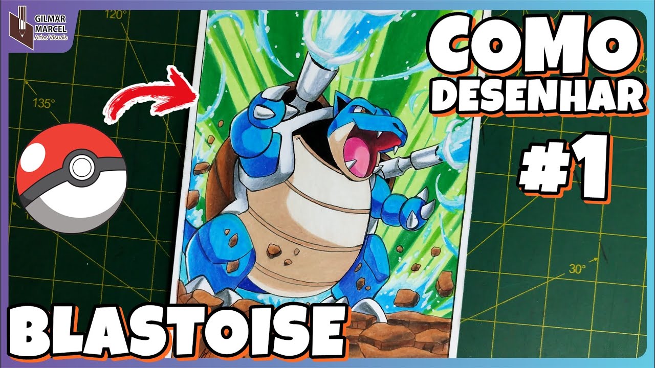 COMO DESENHAR POKÉMON BLASTOISE PASSO A PASSO COMPLETO #1