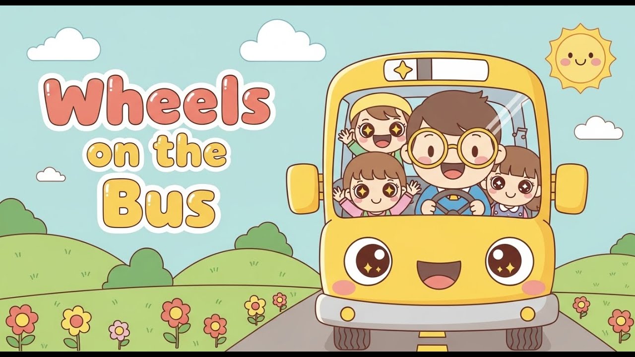 The Wheels on the Bus 🚍 | Cute Cartoon Version | Nursery Rhyme for Kids