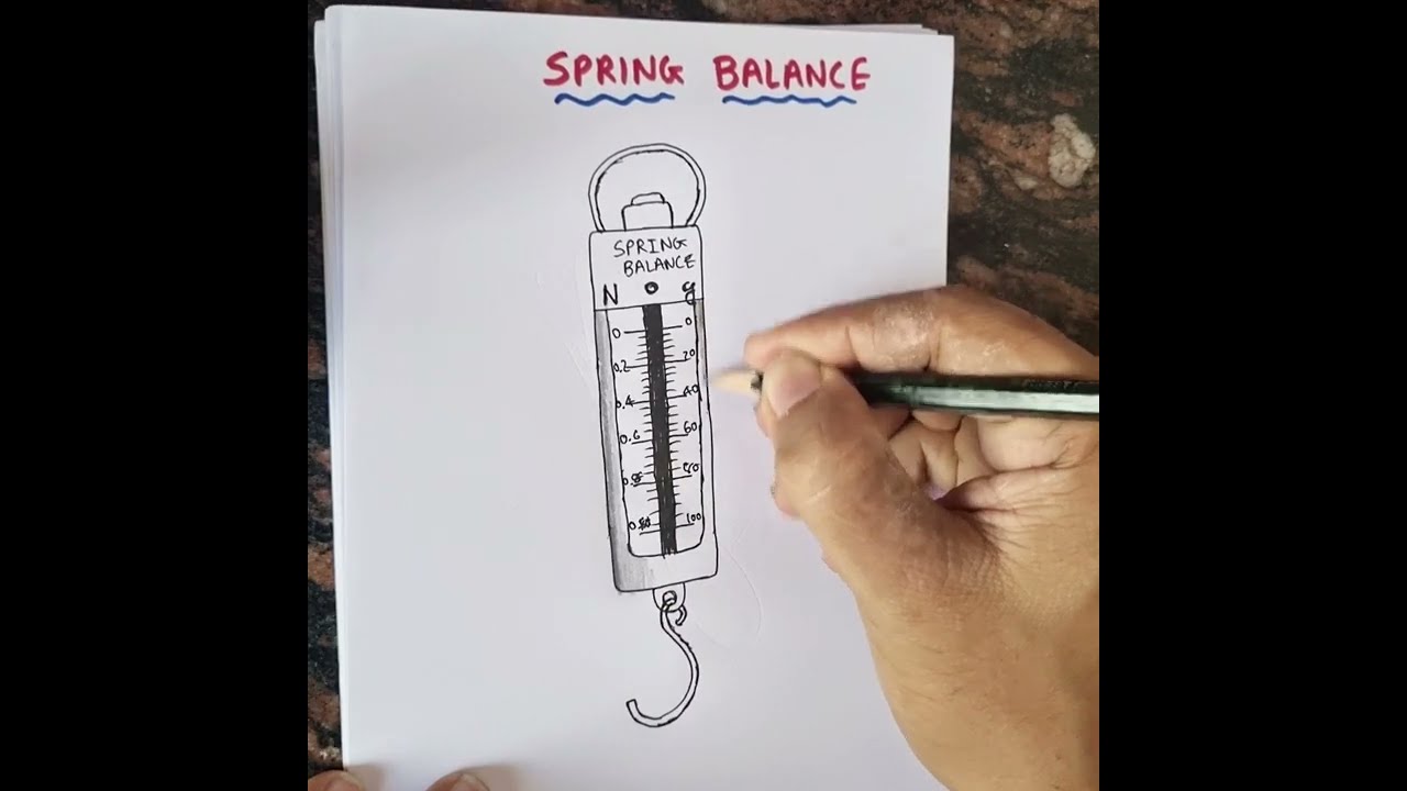 How to draw Spring Balance Diagram || class 8 science diagram drawing