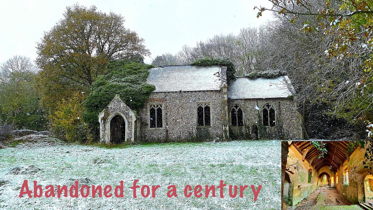 Cracked flooring exposes crypt beneath derelict church in snowy Norfolk (unexplained voice captured)