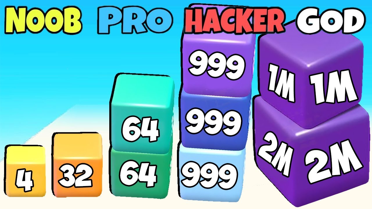 Happy Cubes 2048 Gameplay Walkthrough All Levels iOS,Android NOOB vs PRO vs HACKER vs GOD
