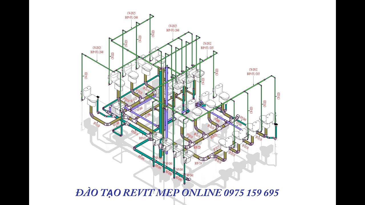 Revit Mep - Bài 5: Model đường ống thoát - phần 1