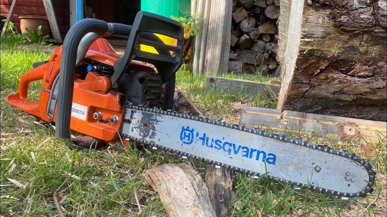 Husqvarna 359 chainsaw full wrap first cut