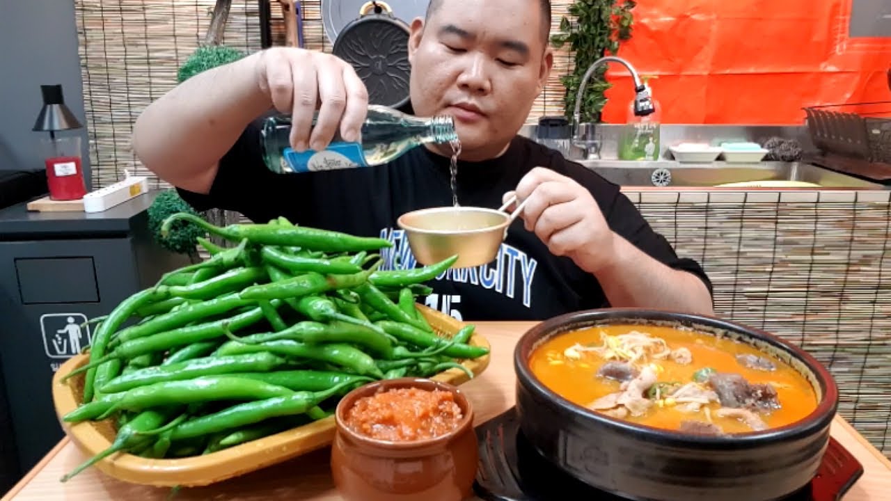 직접만든 얼큰이순대국밥+텃밭땡초+소주한잔 MUKBANG