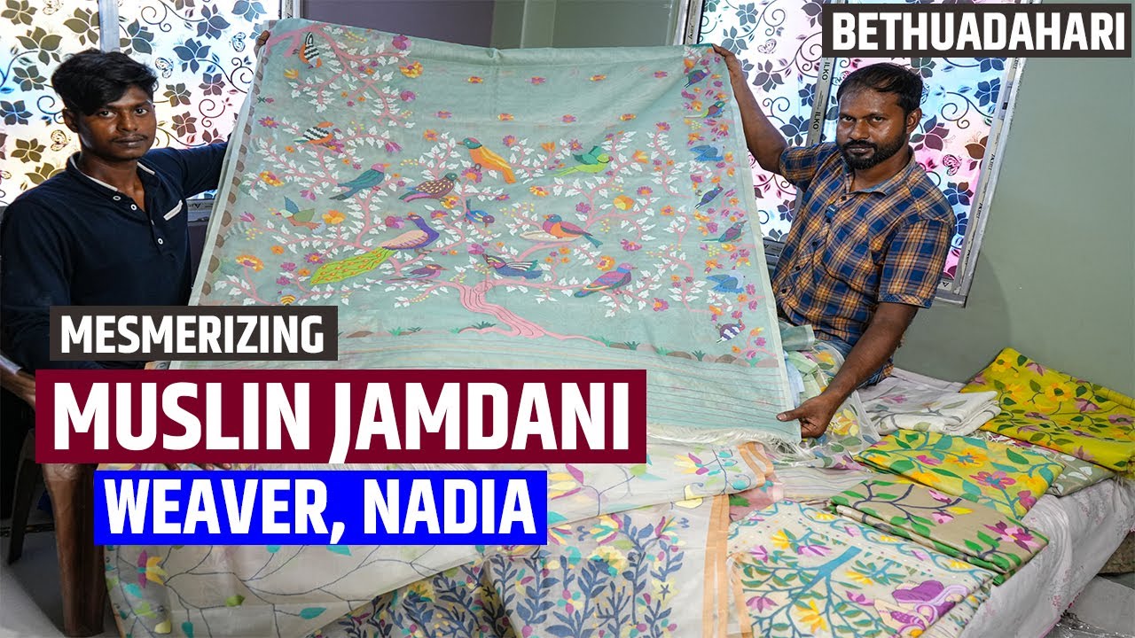 Mesmerizing Hand Woven Muslin Jamdani Sarees Weaver in Nadia, Bethuadahari