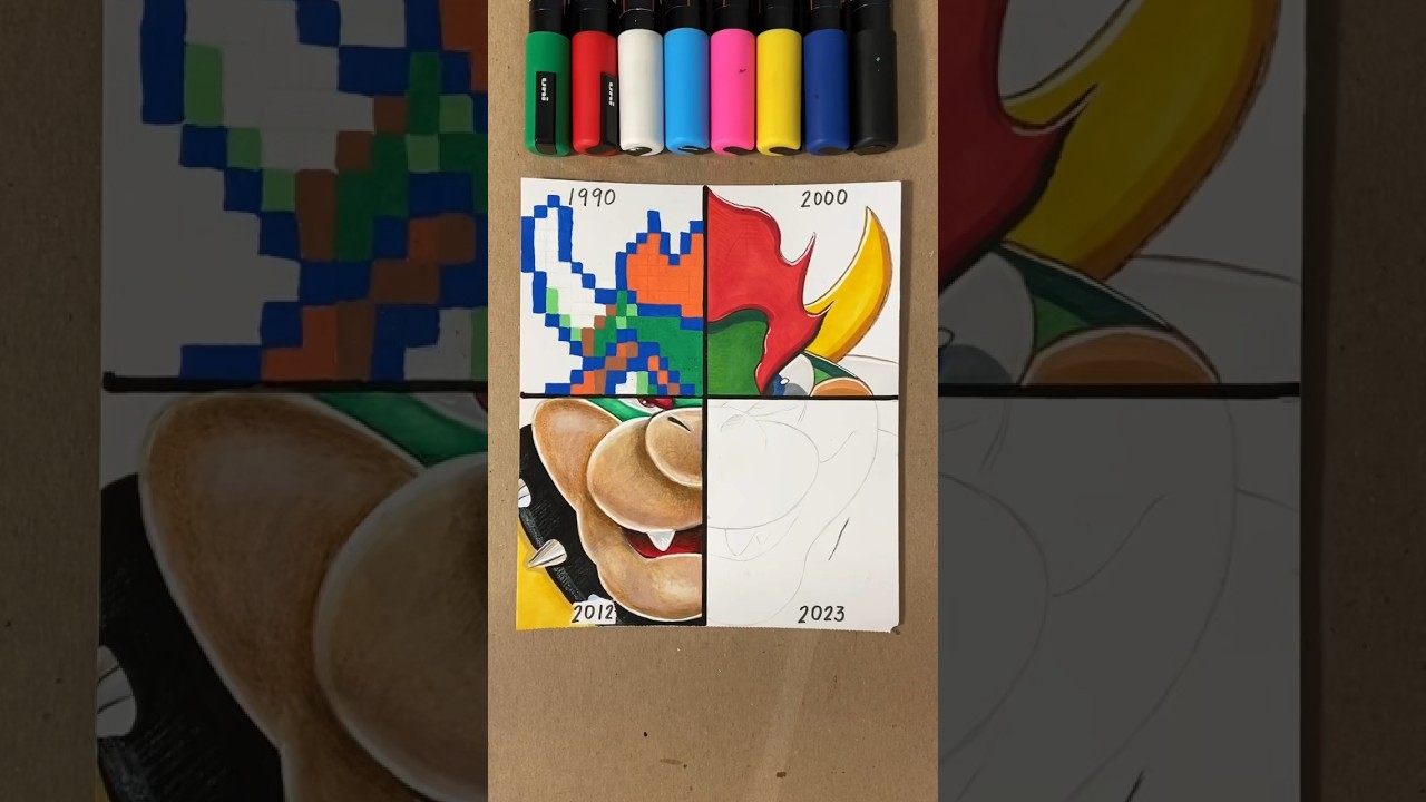 Drawing BOWSER Throughout The Years🍄 (PT 3) #drawing #shorts