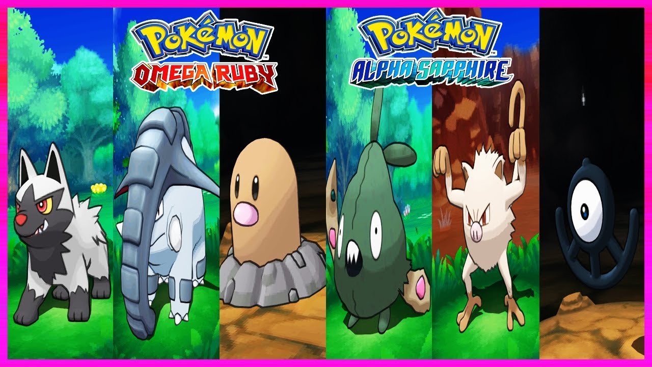 Pokemon OmegaRuby & AlphaSapphire - Poochyena,Donphan,Diglett,Trubbish,Mankey & Unown Locations
