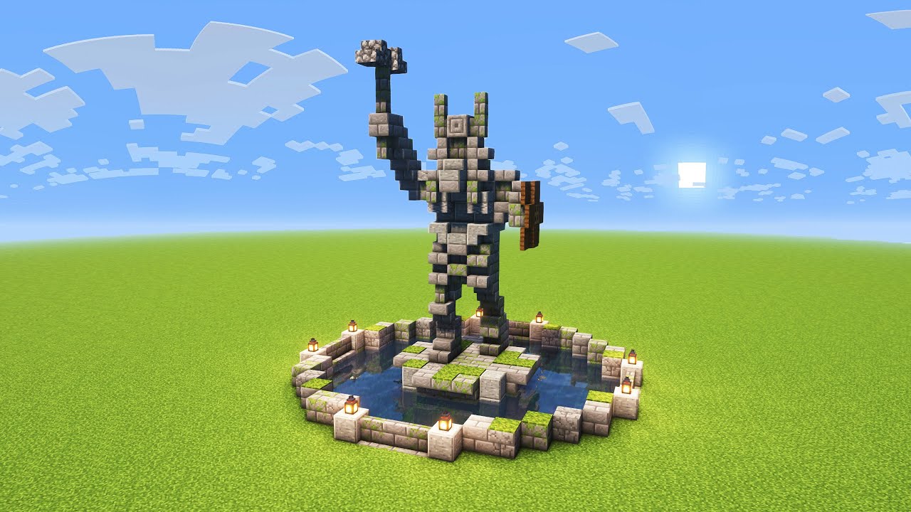 Minecraft Knight Statue Tutorial 1.20 - How to Build a Knight Statue in Minecraft