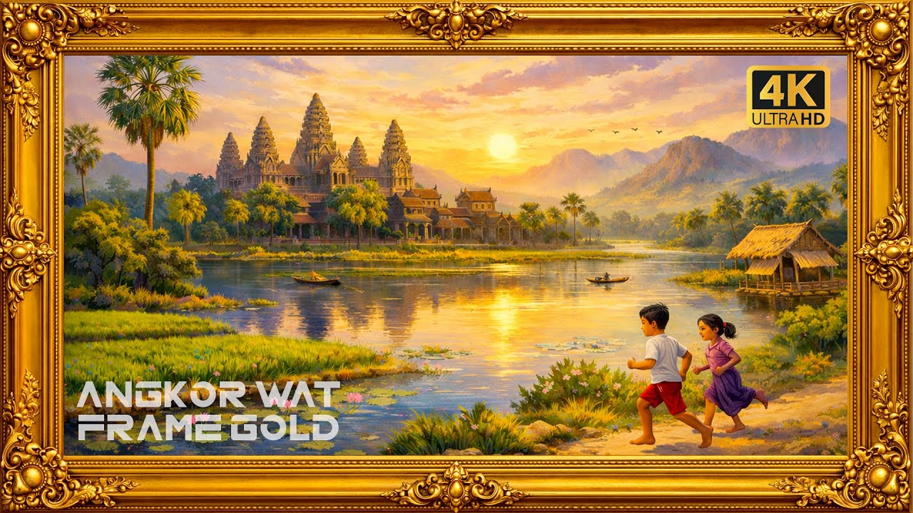 ANGKOR WAT FRAME GOLD , GALLERY ART | Beautiful Wallpaper | 1hour 4K High Quality