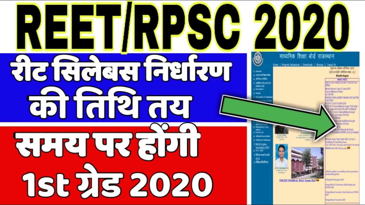 REET 2020 Sallybus /REET Letest News /RPSC 1st Grade New Vacancy 2020