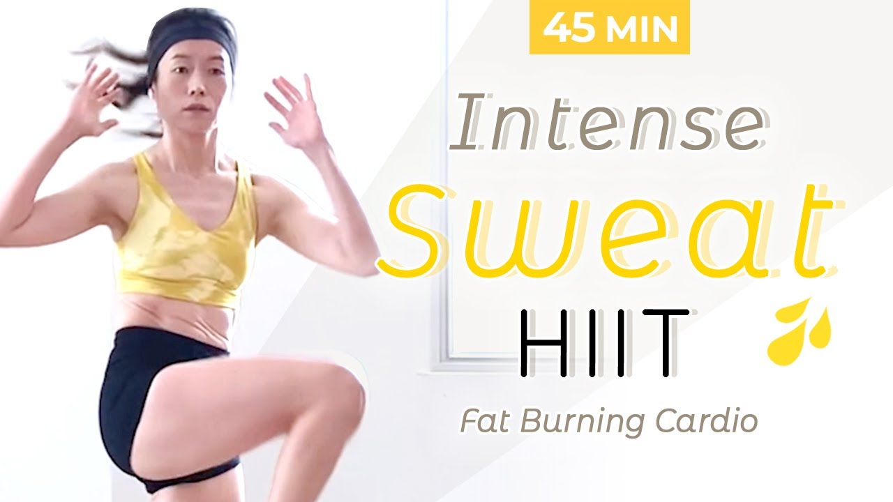 45 MIN SUPER INTENSE SWEAT HIIT / Full Body Workout / No Repeat / No Equipment