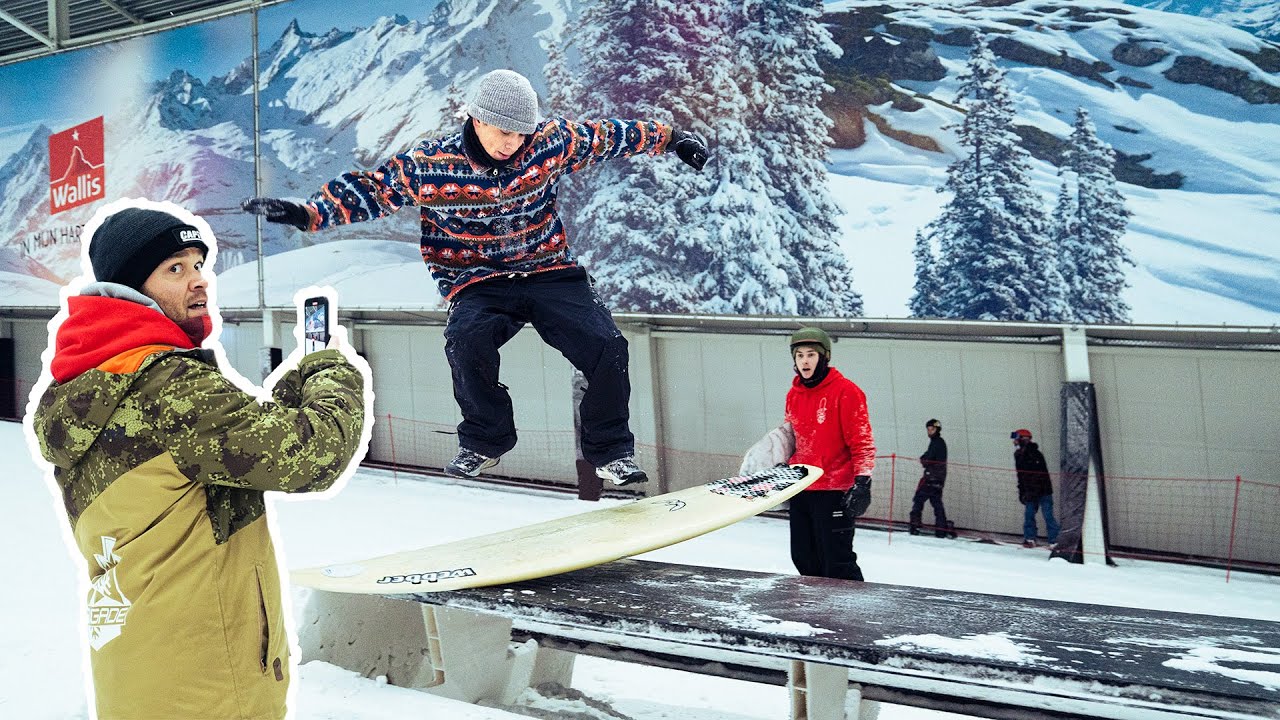 SKIMBOARDING ON SNOWBOARD RAMPS?!