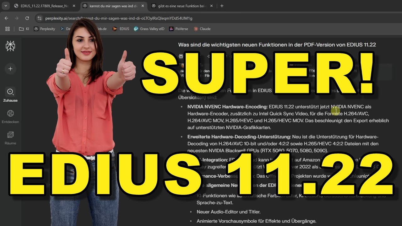 WICHTIG! EDIUS 11.22 mit NVIDEA jetzt auch Superschnell bei 4:2:2 10Bit