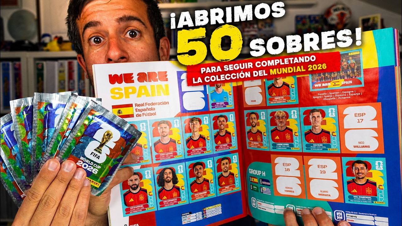 50 SOBRES para seguir COMPLETANDO EL &Aacute;LBUM DEL MUNDIAL 2026 | WORLD CUP 2026 PANINI
