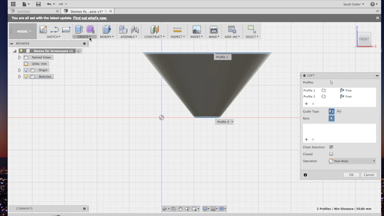 Lofting and Shelling a CONE in Fusion 360