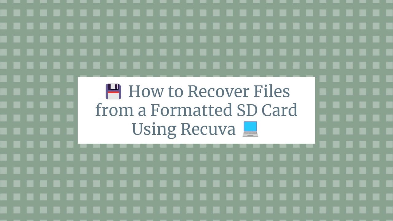 💾 How to Recover Files from a Formatted SD Card Using Recuva 💻