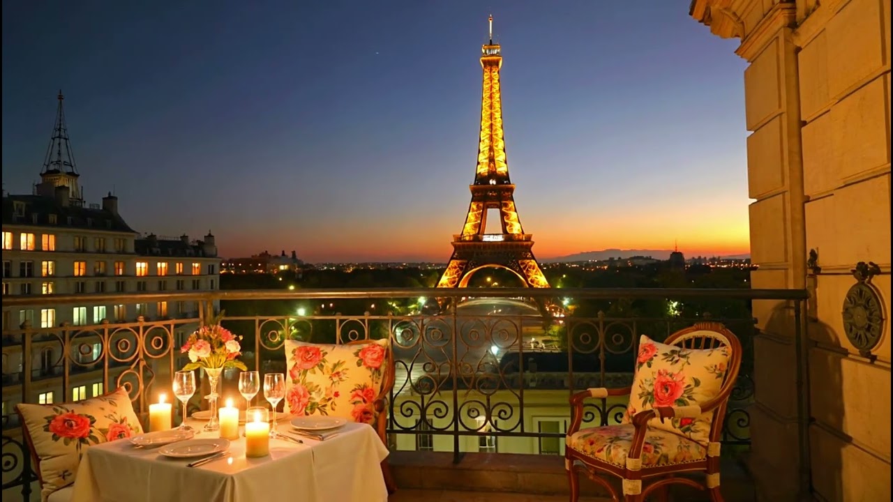 Golden Hour in Paris Caf&eacute; ✨ Balcony Jazz Piano & Bossa Nova for Relaxing Evenings