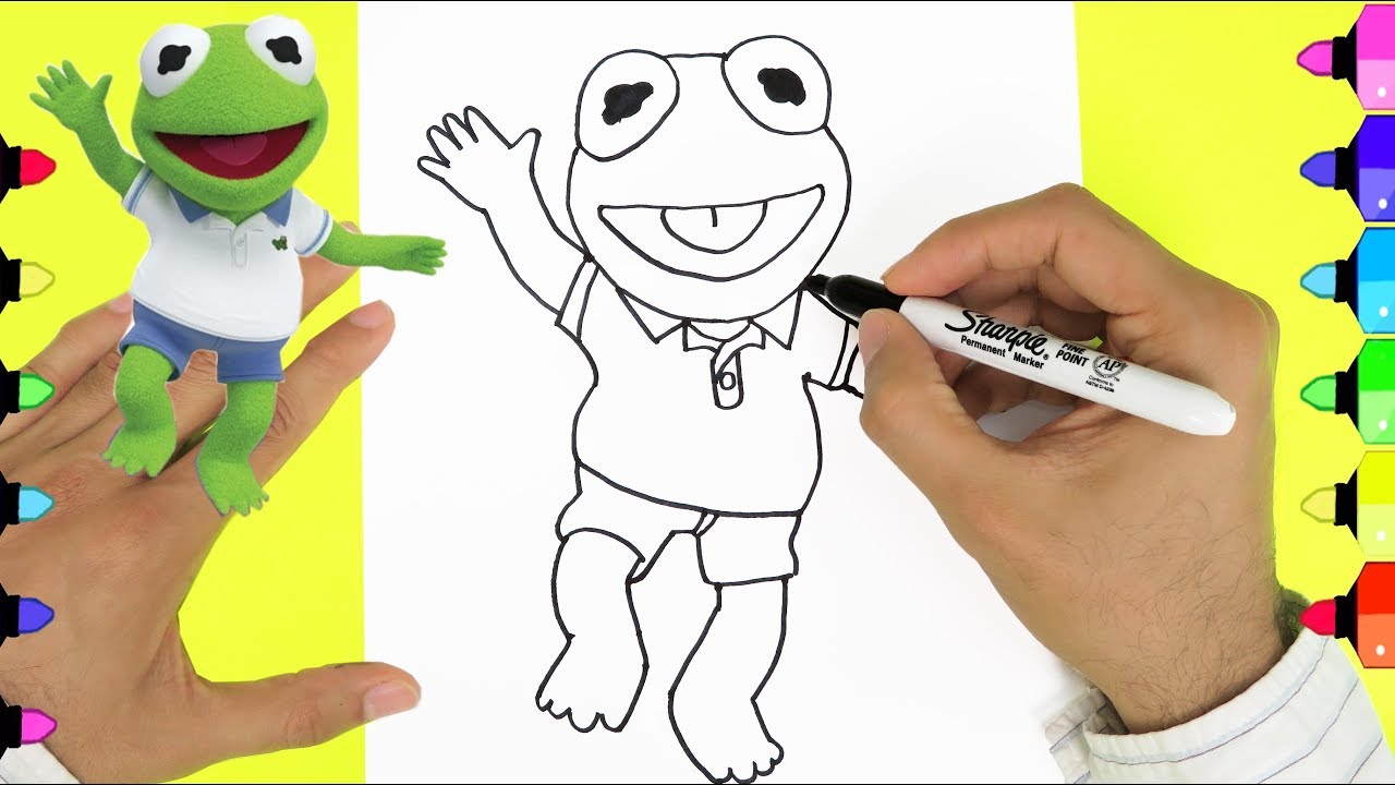 Como Dibujar al Pequeño Kermit de Los Muppet Babies Paso a Paso Dibujando a Kermit