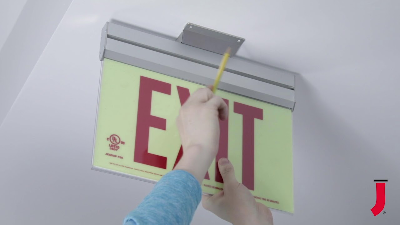 How to install photoluminescent exit signs - ceiling mount P50