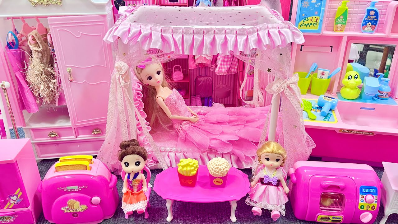 11 Minutes Satisfying with Unboxing Barbie Pink Kitchen Appliances Collection Review Toys | ASMR