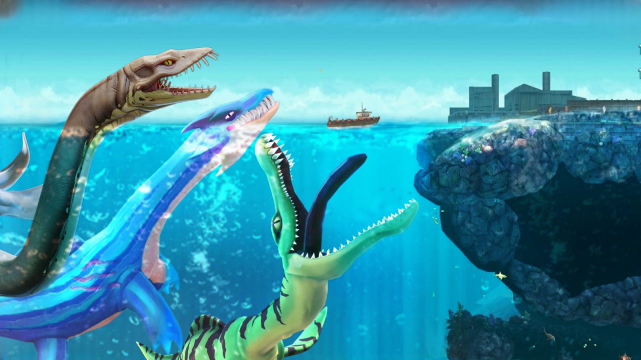 ALL LONG-NECKED CREATURE GAMEPLAY | HUNGRY SHARK WORLD VS HUNGRY SHARK EVO VS HUNGRY SHARK PRIMAL