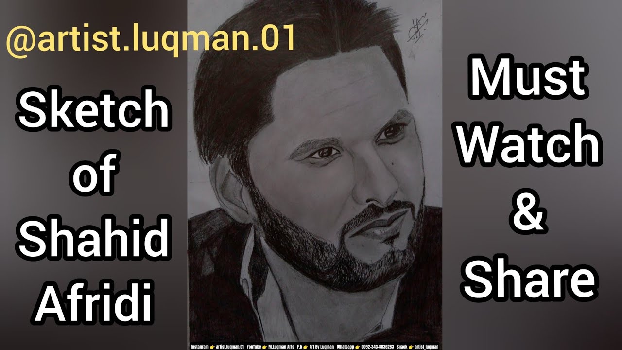 Portrait of Shahid Afridi | Shahid Afridi Sketch | Kashmir art | #shahidafridi