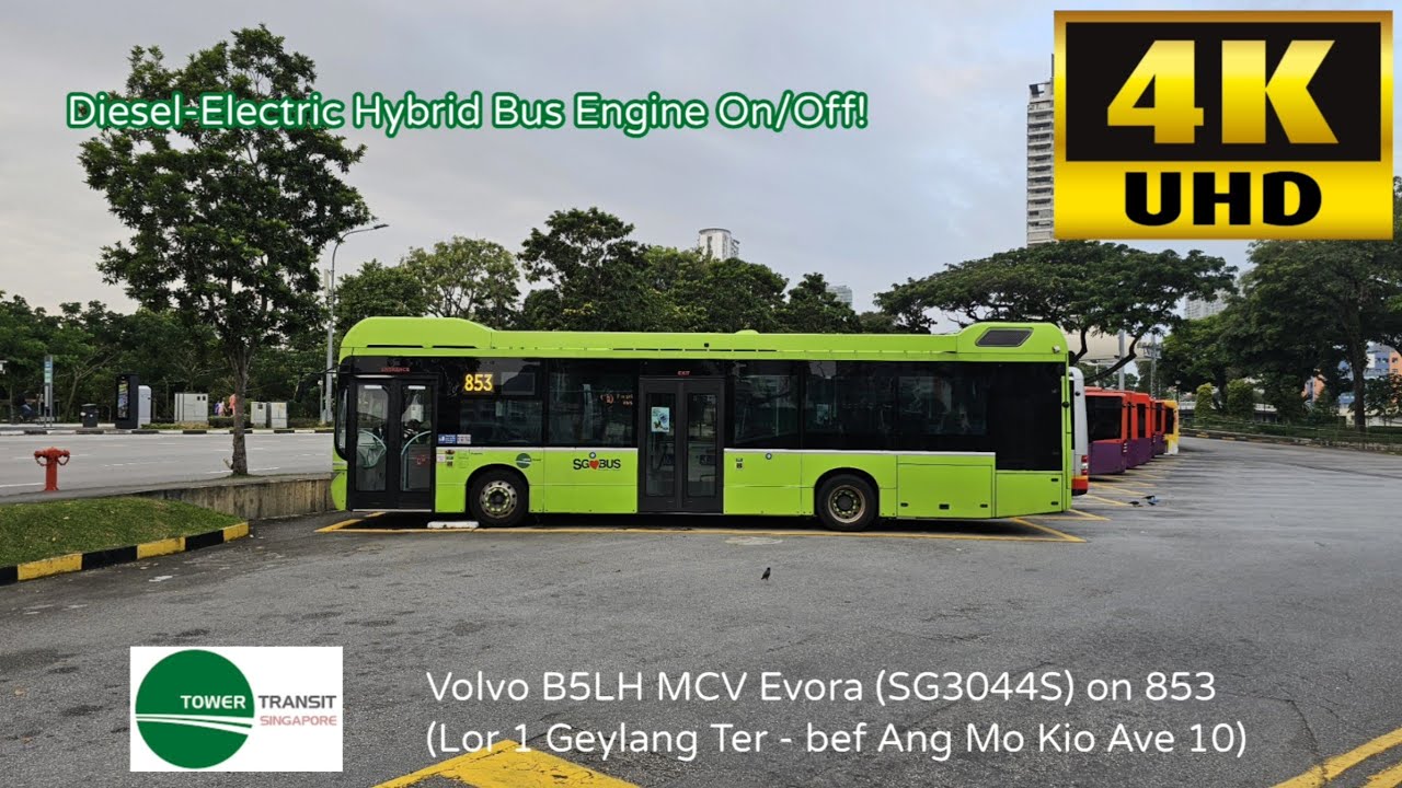 Diesel Engine On/Off! TTS Volvo B5LH (SG3044S) on 853 (Lor 1 Geylang Ter - bef Ang Mo Kio Ave 10)