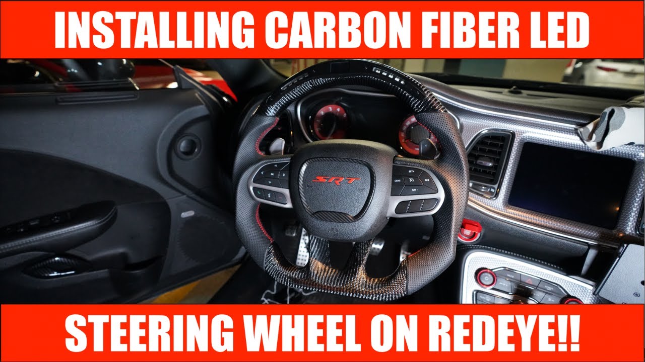 CARBON FIBER LED STEERING WHEEL INSTALL ON HELLCAT REDEYE!!