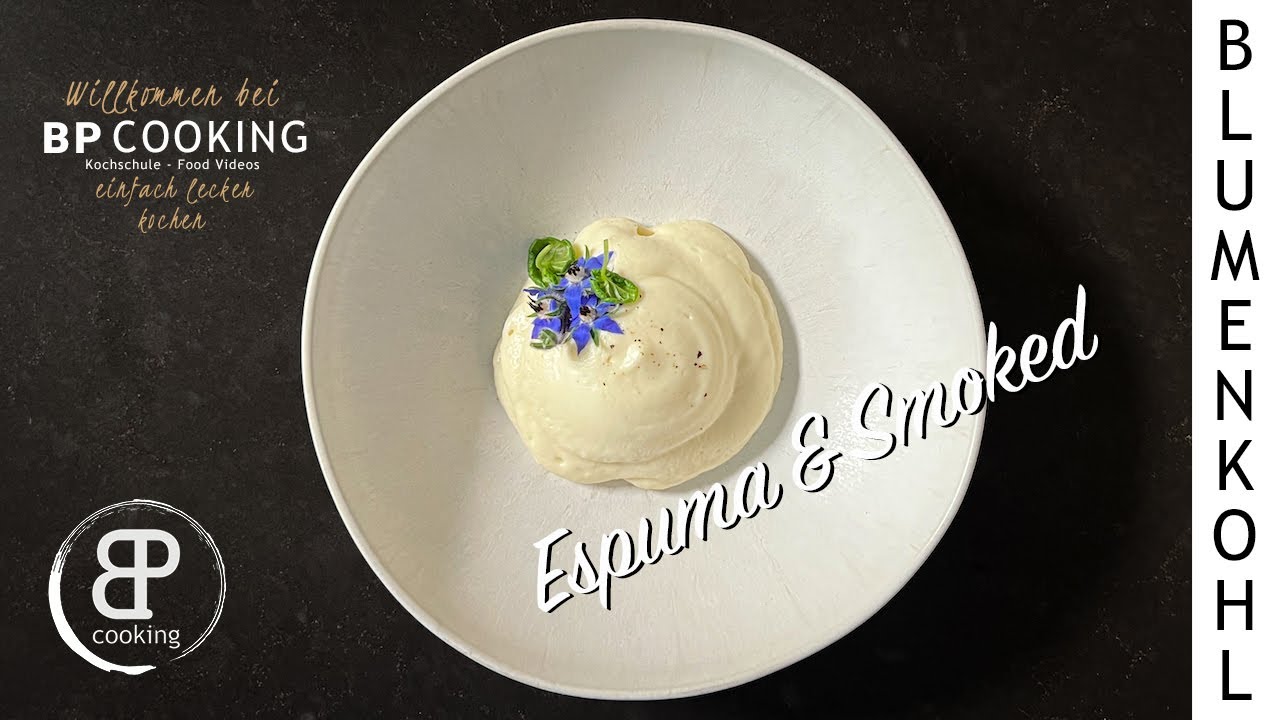 Espuma und geräucherter Blumenkohl. Eine cremige Vorspeise mit Überraschung.