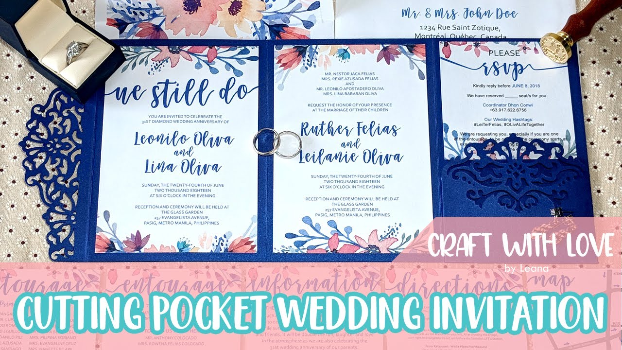 How to Cut Intricate Wedding Invitation Pocket using Cricut | Craft with Love