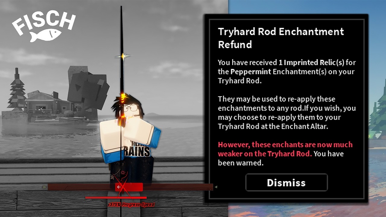 В этом новом обновлении изменена удочка TRYHARD ROD в игре Fish.