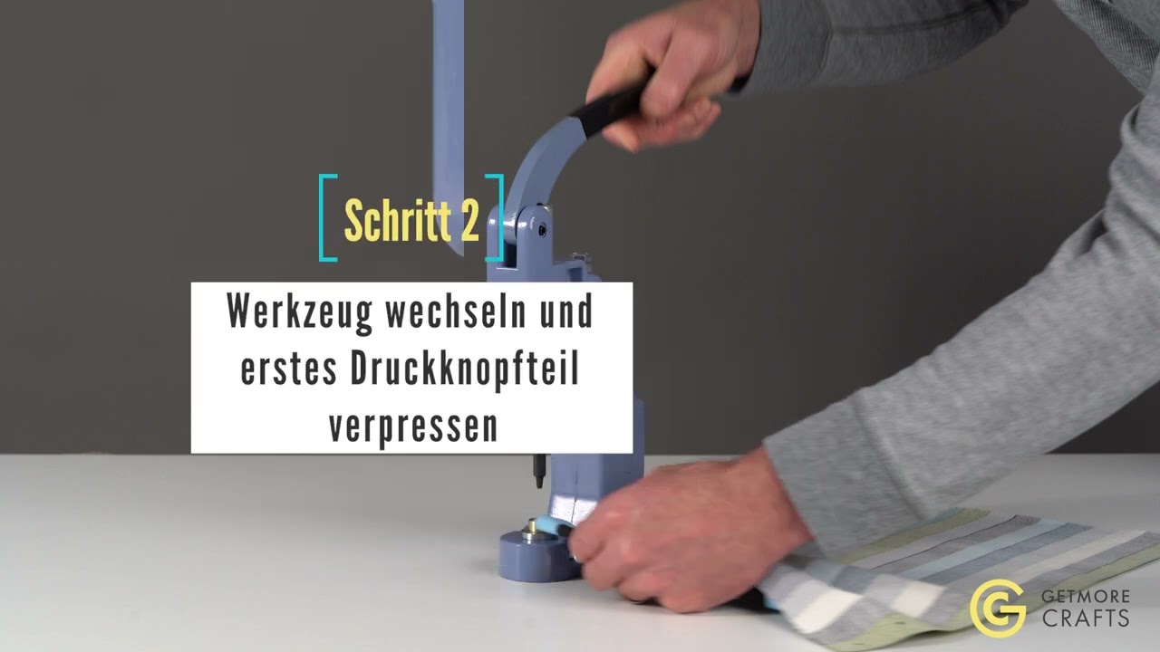 Ringfeder Druckknöpfe sicher befestigen mit Getmore Crafts Druckknopf-Presse TEP-2