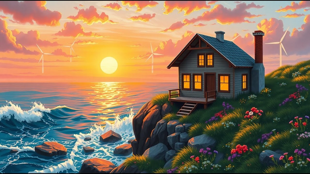 Cozy Seaside Cottage at Sunset 🌊 Relaxing Lofi & Ocean Waves for Sleep
