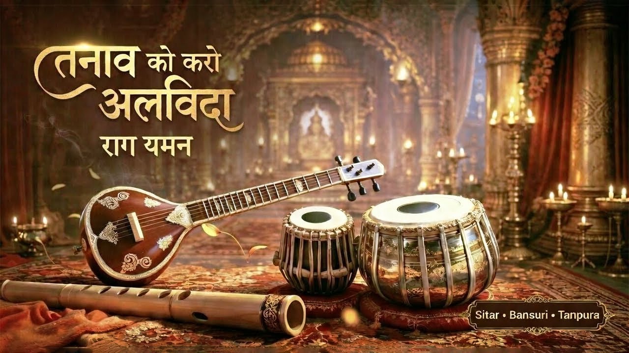 Divya Raag Yaman 🌙 Sacred Temple Peace, Calm a Racing Mind for Spiritual Healing | Sitar & Bansuri