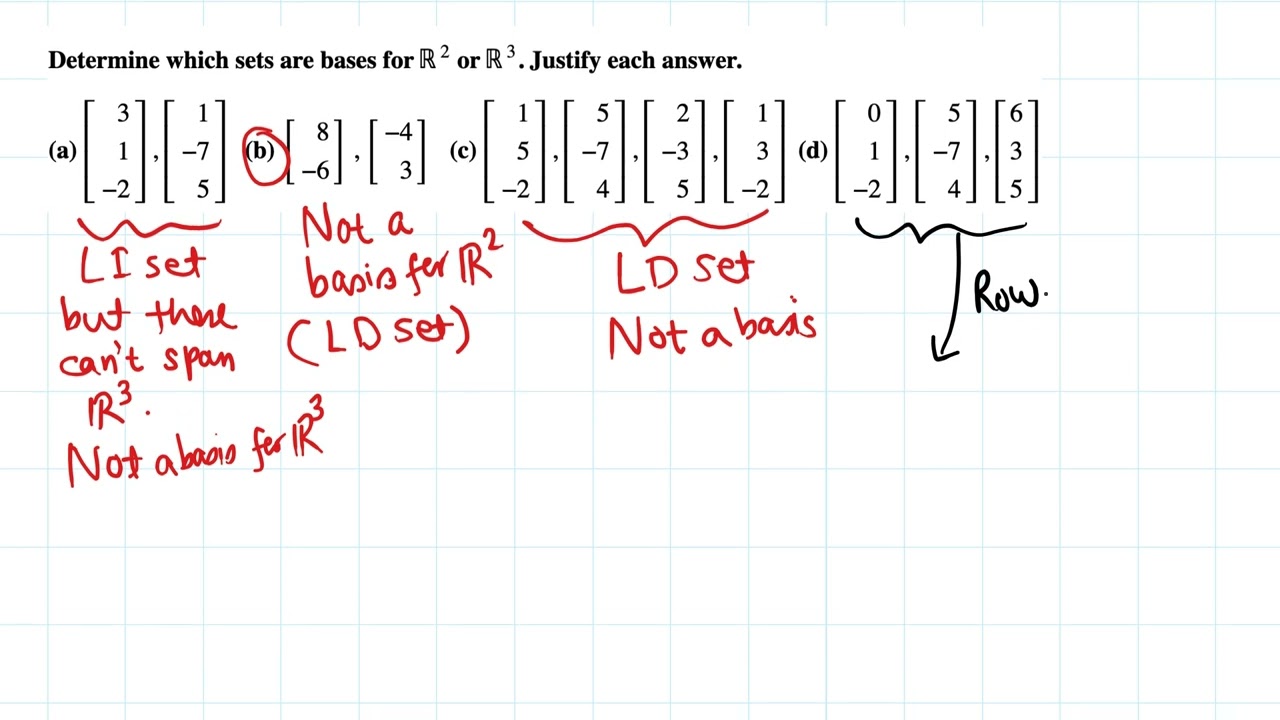 Linear Algebra: Check if the set is a basis or not a basis