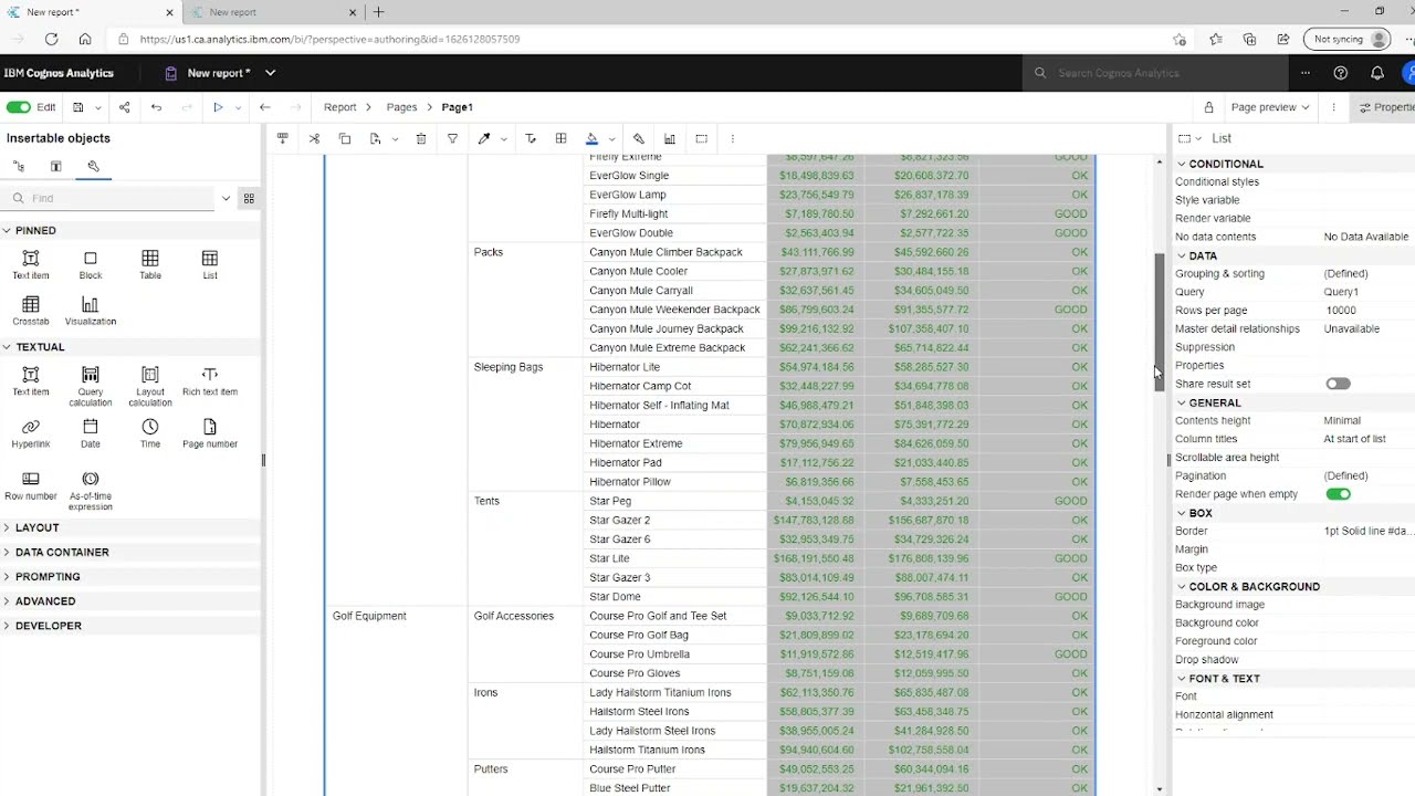 IBM Cognos Analytics 11.2 How to use IF-THEN ELSE STATEMENT/CONDITIONAL STYLES