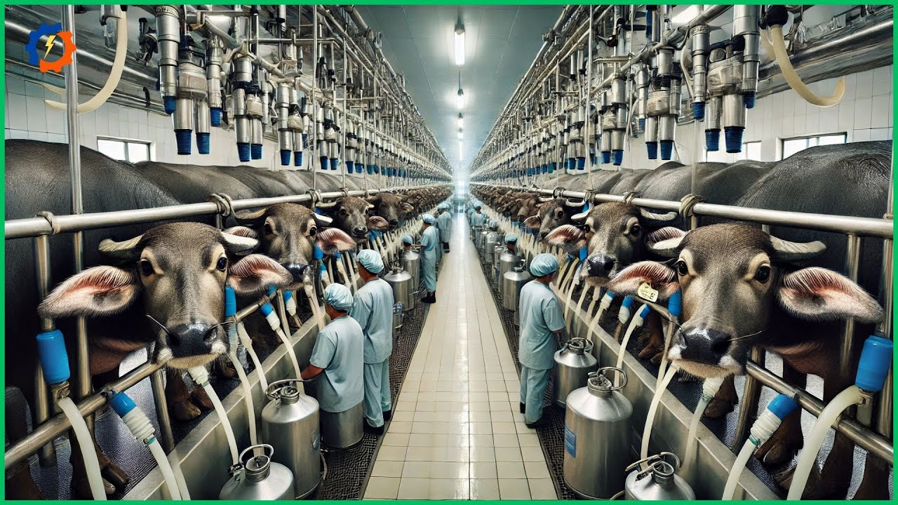 How Chinese farmers raise millions of water buffalo for milk  -  processing factory