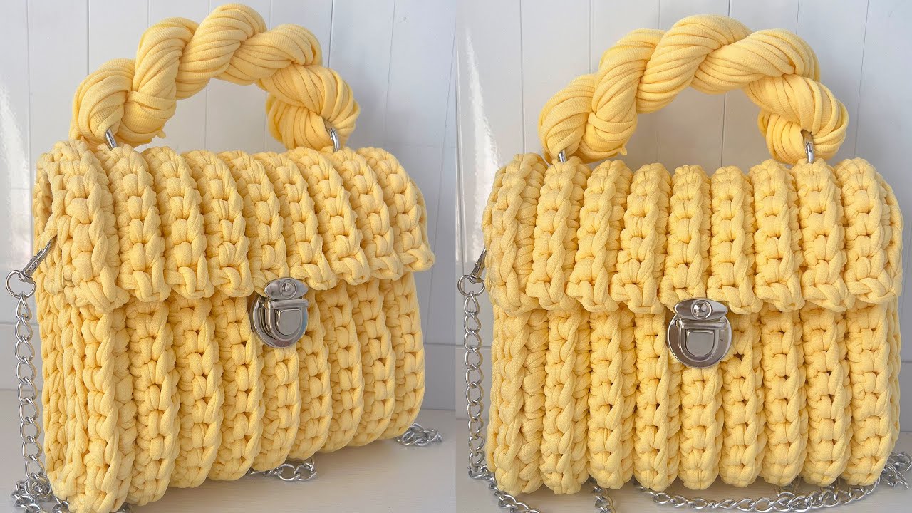 BOLSA DE CROCHÊ COM PADRÃO FÁCIL PARA INICIANTES COM ALÇA TORCIDA