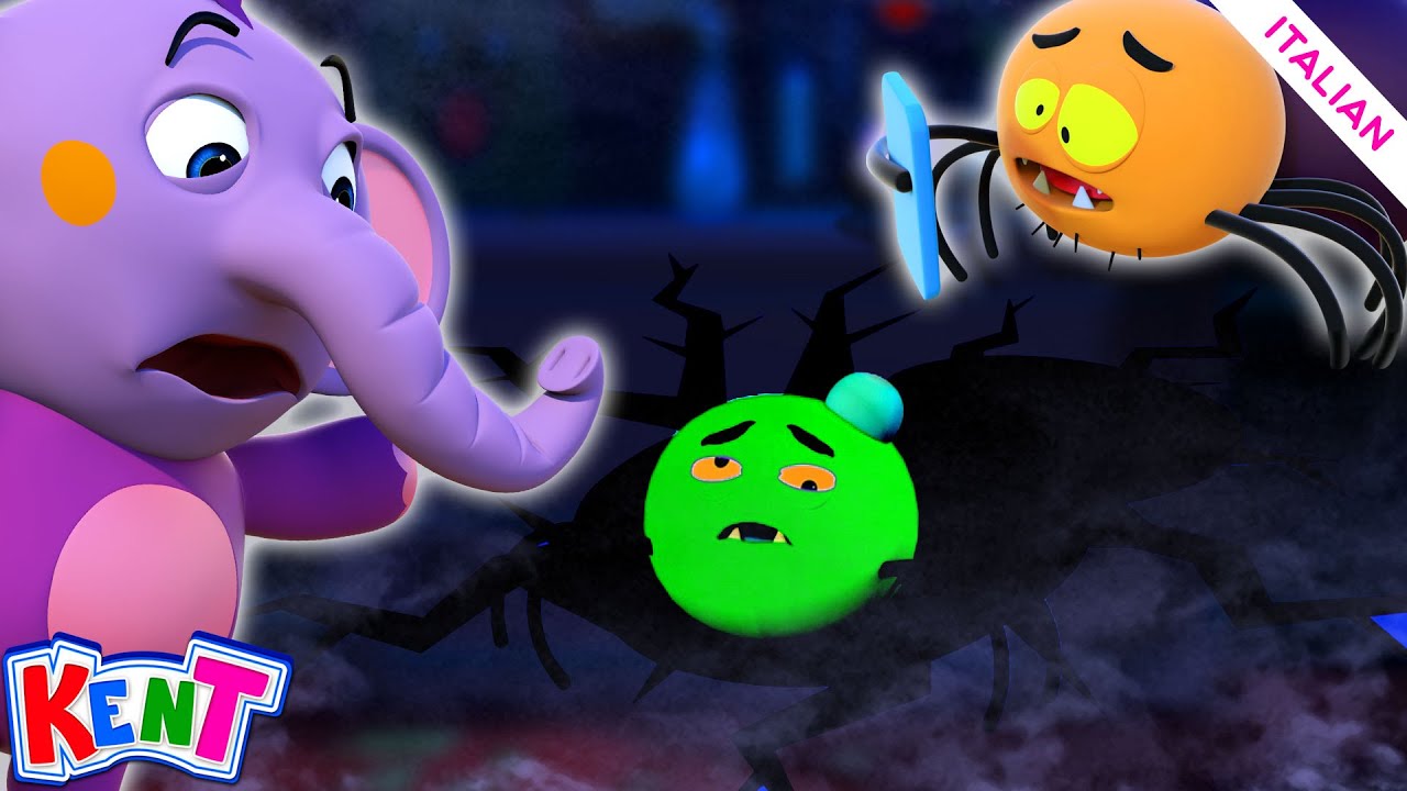 Kent elefante Italiano | Halloween Song | Cinque Ragni Divertenti | Canzoni Di Halloween