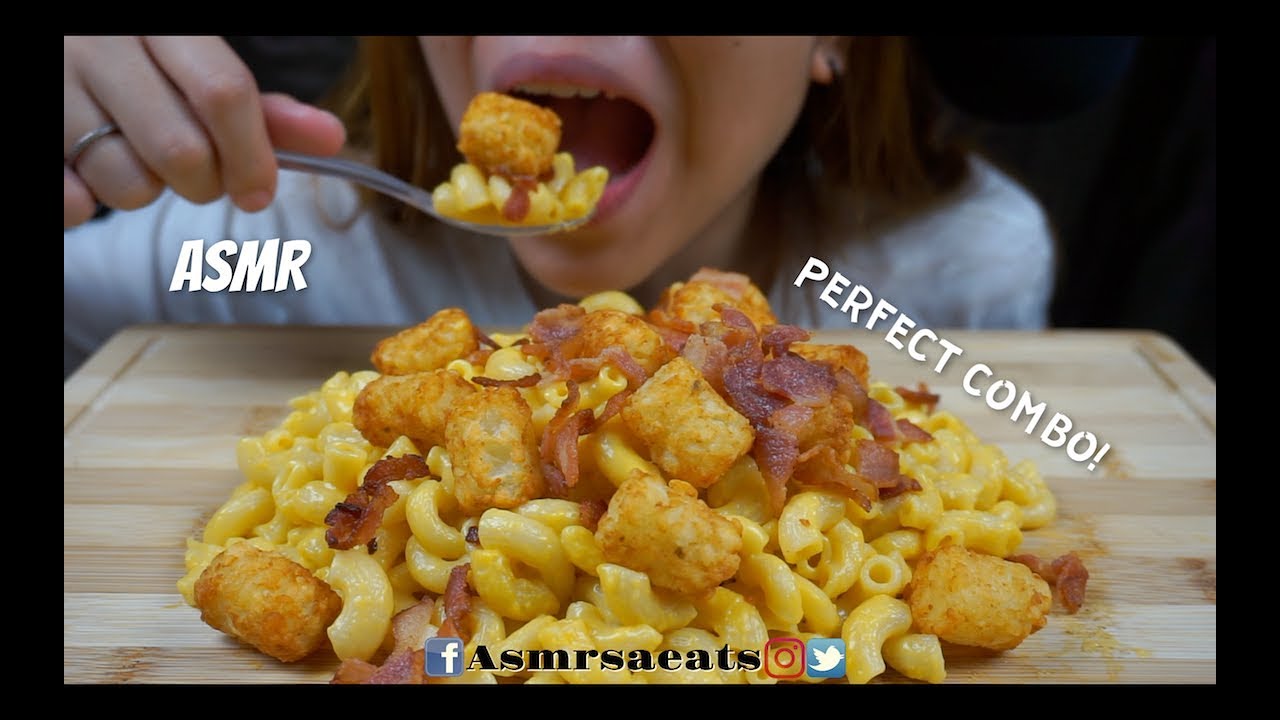 Asmr Bacon Mac & Cheese + Tater Tots (Extreme Eating Sounds) Asmr S.A Eats
