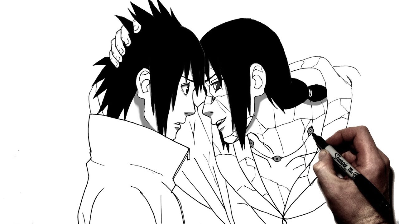 How To Draw Itachi (Reanimated) & Sasuke | Step By Step | Naruto