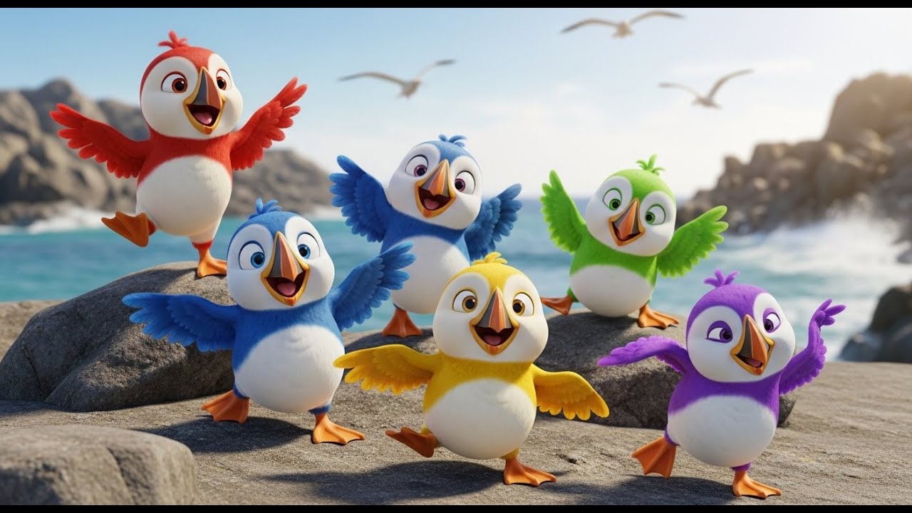 Cinco Filhotes de Papagaio-do-Mar Flap Flap Flap | Canção das Aves e Natureza