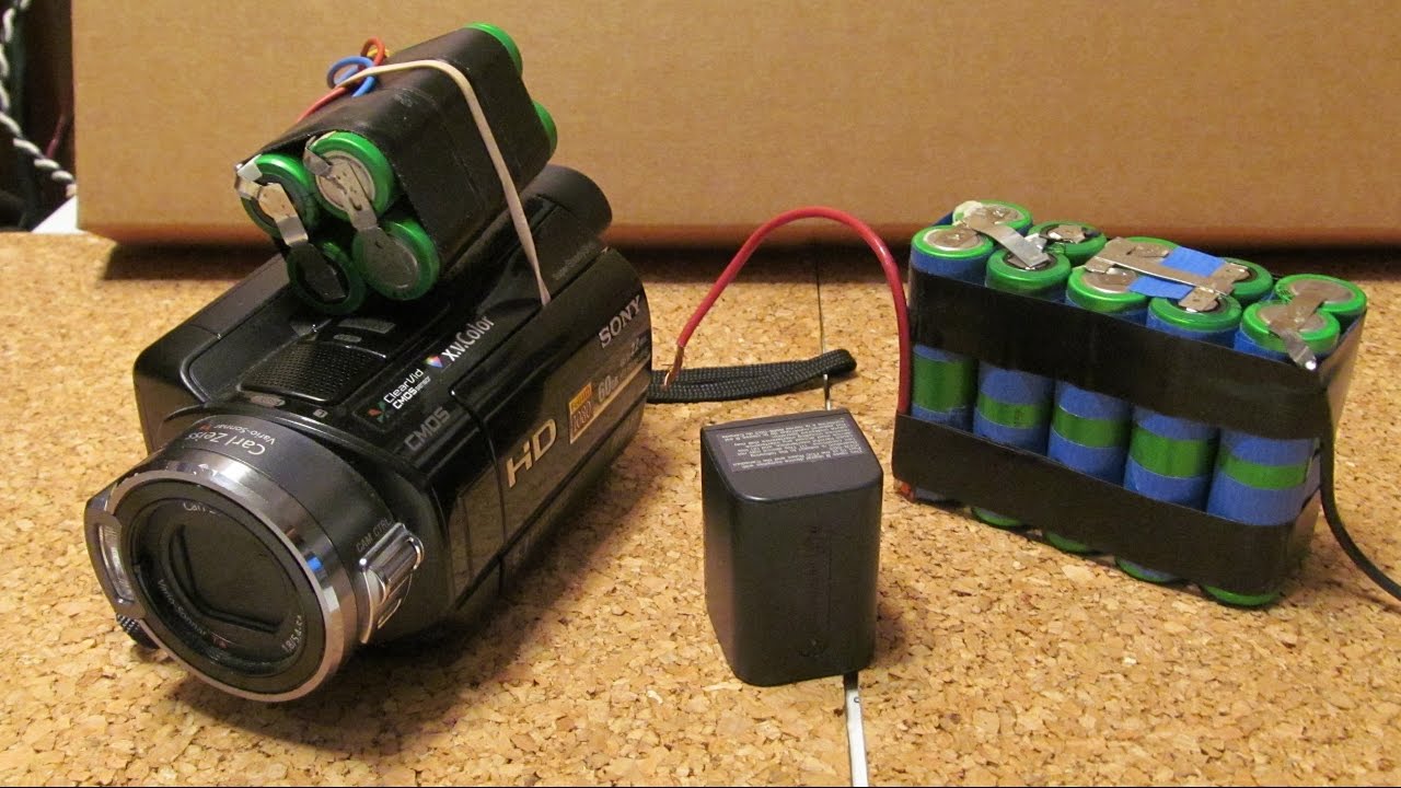 DIY: Camcorder battery hack. Home made super high capacity 18650 battery pack