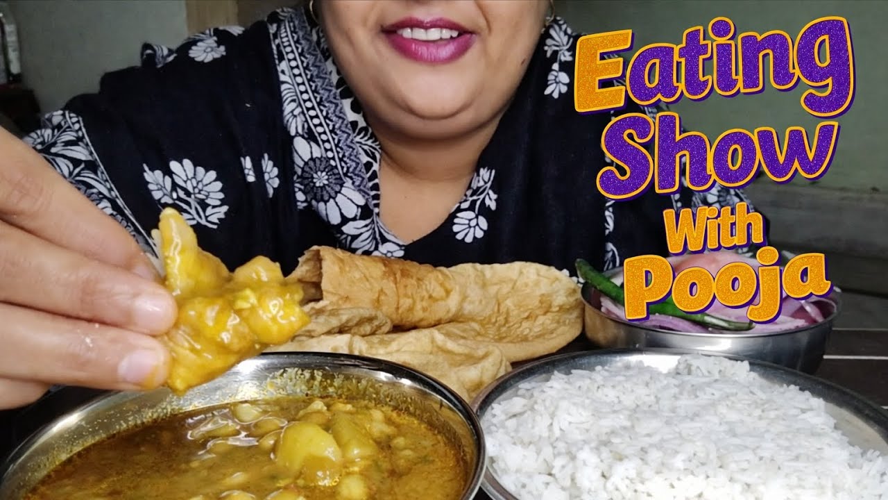 😋🥔 Aloo Chole Puri Rice 🍚 ll Eating Show With Pooja