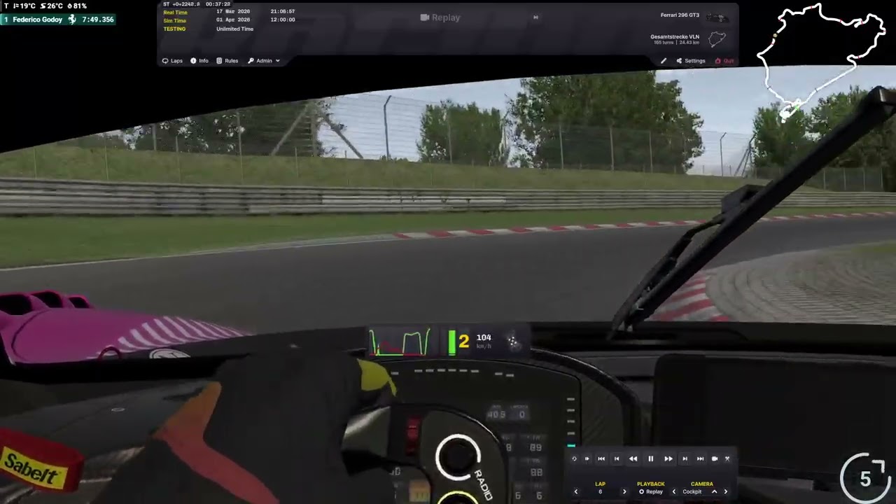 iRacing Ferrari 296 GT3 at N&uuml;rburgring Combined (Gesamtstrecke VLN) FREE SETUP FG